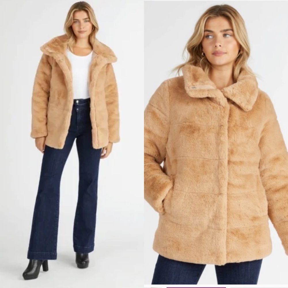 NVLT Faux Fur Puffer Coat size M